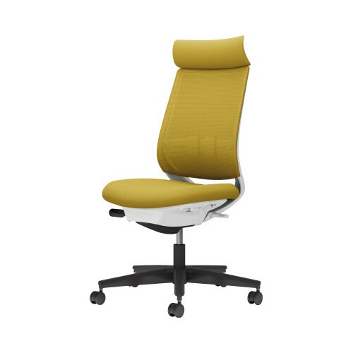 チェア ミトラ2黒脚ハイ肘無RM本体白黄W