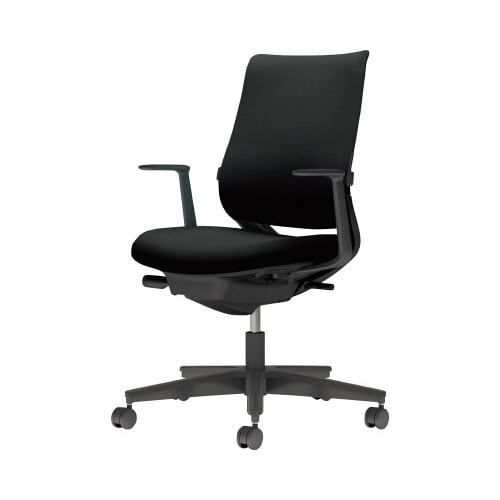 チェア ミトラ2黒脚ローL字肘RF本体黒黒U