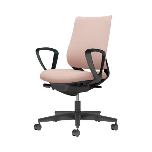 チェア ミトラ2黒脚ローサークル肘F本体黒桃色W