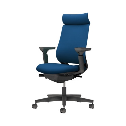 チェア ミトラ2黒脚ハイ可動肘F本体黒紺色W