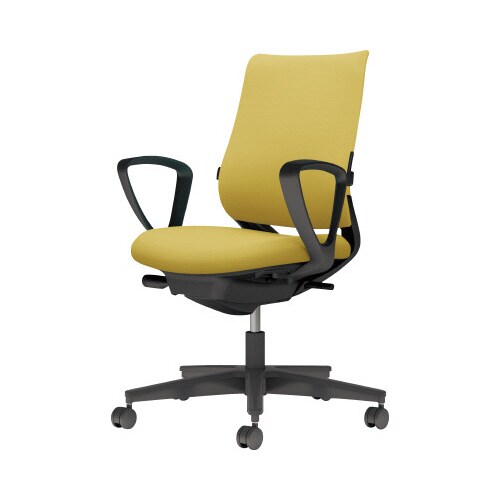 チェア ミトラ2黒脚ローサークル肘RF本体黒黄U