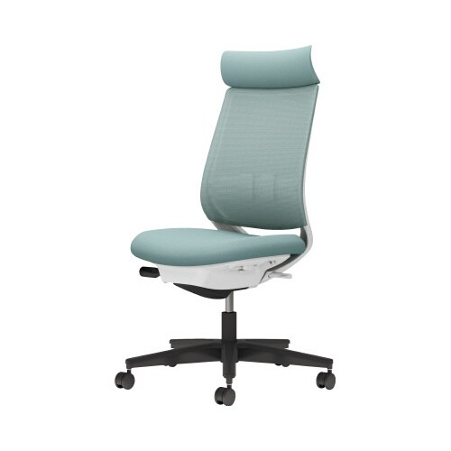 チェア ミトラ2黒脚ハイ肘無RM本体白水色U