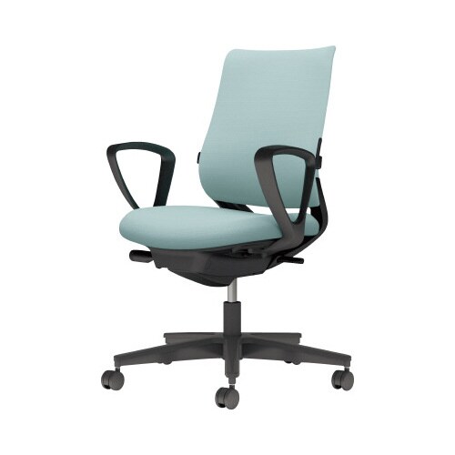 チェア ミトラ2黒脚ローサークル肘RF本体黒水色U