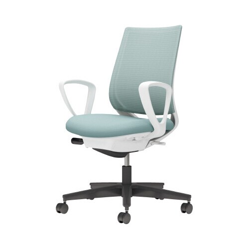 チェア ミトラ2黒脚ローサークル肘M本体白水色W