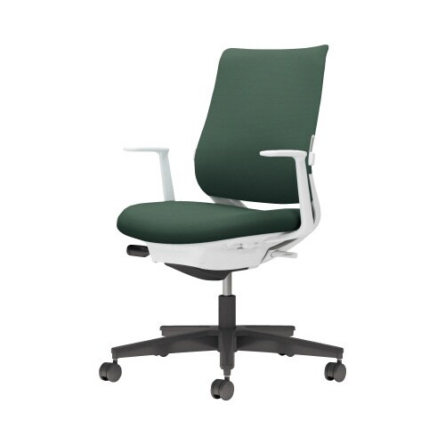 チェア ミトラ2黒脚ローL字肘RF本体白濃緑U