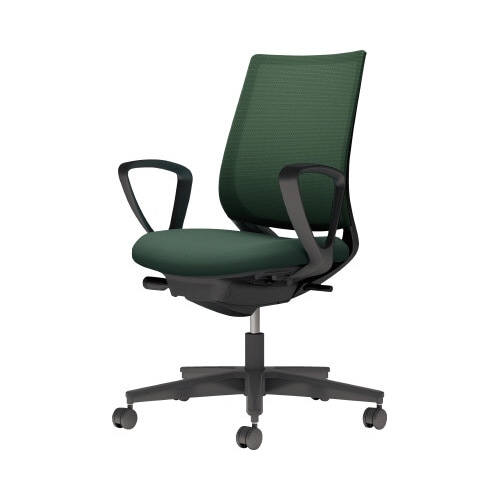チェア ミトラ2黒脚ローサークル肘M本体黒濃緑U