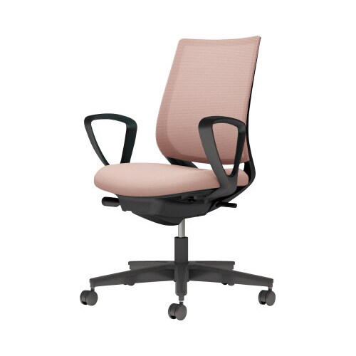 チェア ミトラ2黒脚ローサークル肘M本体黒桃色U