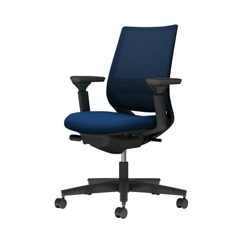 チェア ミトラ2黒脚ロー可動肘RM本体黒紺色U