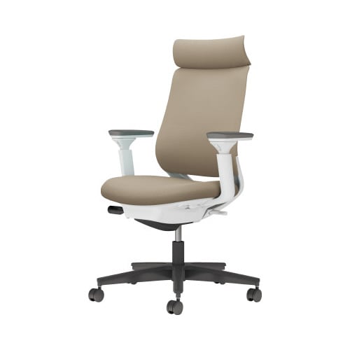 チェア ミトラ2黒脚ハイ可動肘F本体白茶色W