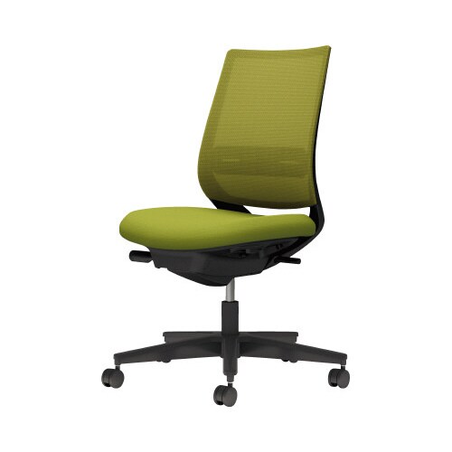 チェア ミトラ2黒脚ロー肘無RM本体黒黄緑W