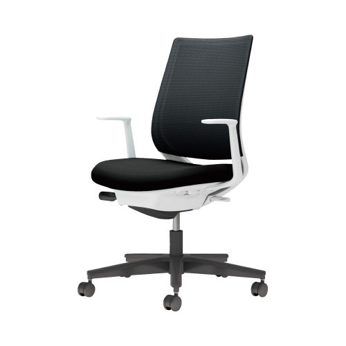 チェア ミトラ2黒脚ローL字肘M本体白黒U