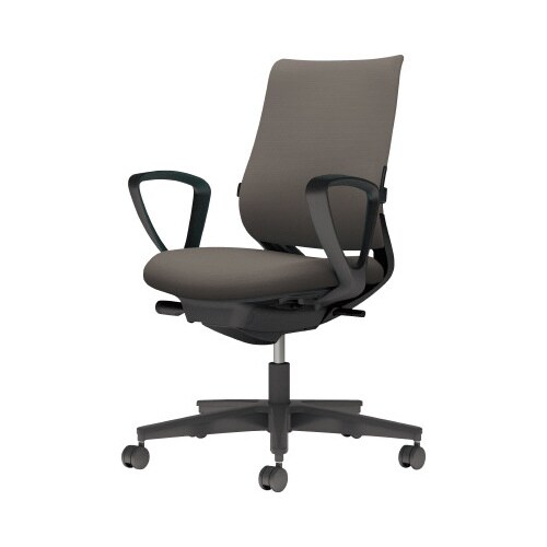 チェア ミトラ2黒脚ローサークル肘RF本体黒灰色U