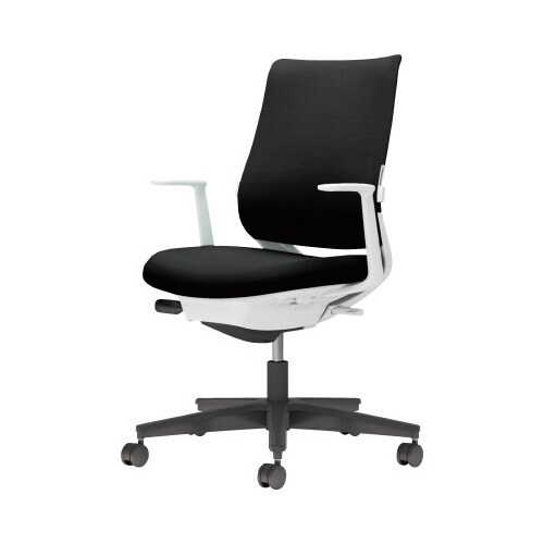 チェア ミトラ2黒脚ローL字肘RF本体白黒W