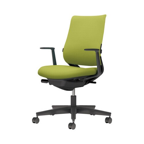 チェア ミトラ2黒脚ローL字肘RF本体黒黄緑W