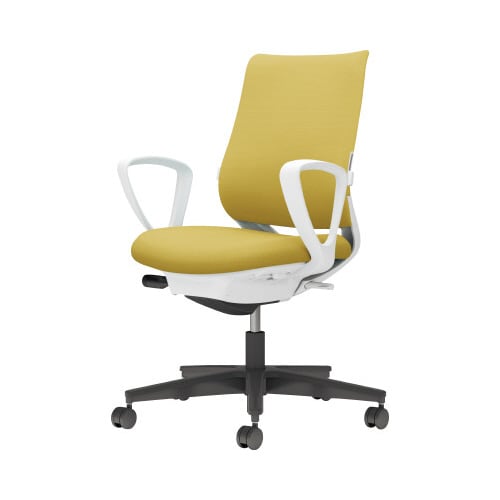 チェア ミトラ2黒脚ローサークル肘RF本体白黄W