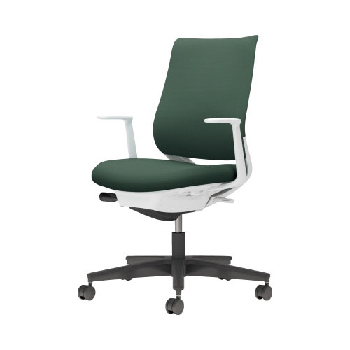 チェア ミトラ2黒脚ローL字肘F本体白濃緑W