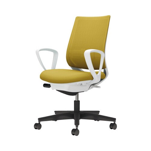 チェア ミトラ2黒脚ローサークル肘RM本体白黄W