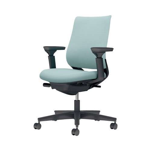 チェア ミトラ2黒脚ロー可動肘F本体黒水色U