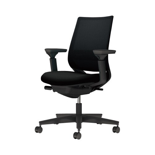 チェア ミトラ2黒脚ロー可動肘RM本体黒黒U