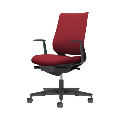 チェア ミトラ2黒脚ローL字肘F本体黒赤W