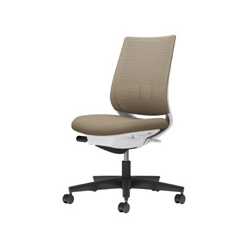 チェア ミトラ2黒脚ロー肘無RM本体白茶色U