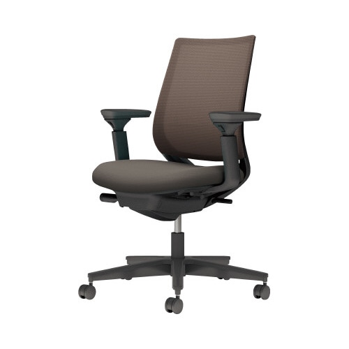 チェア ミトラ2黒脚ロー可動肘M本体黒灰色U