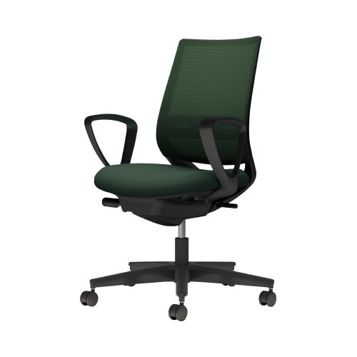 チェア ミトラ2黒脚ローサークル肘RM本体黒濃緑U