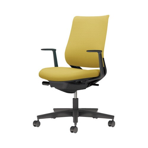 チェア ミトラ2黒脚ローL字肘F本体黒黄U