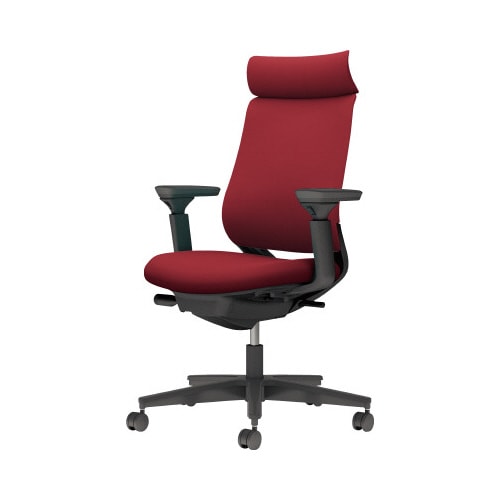 チェア ミトラ2黒脚ハイ可動肘F本体黒赤W