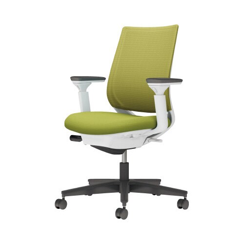 チェア ミトラ2黒脚ロー可動肘M本体白黄緑U