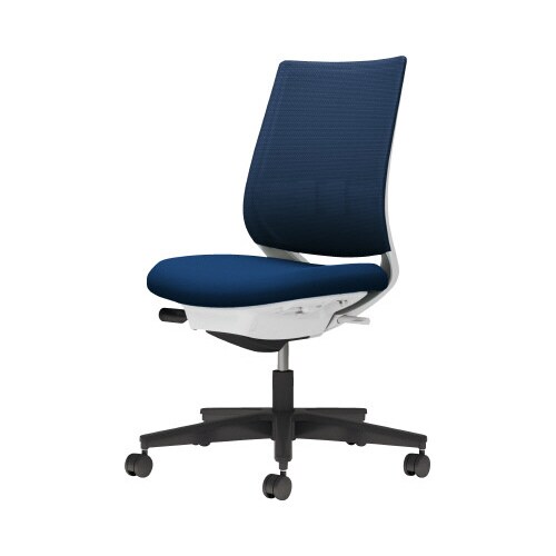 チェア ミトラ2黒脚ロー肘無RM本体白紺色W