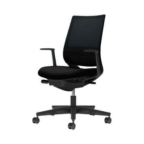 チェア ミトラ2黒脚ローL字肘RM本体黒黒U