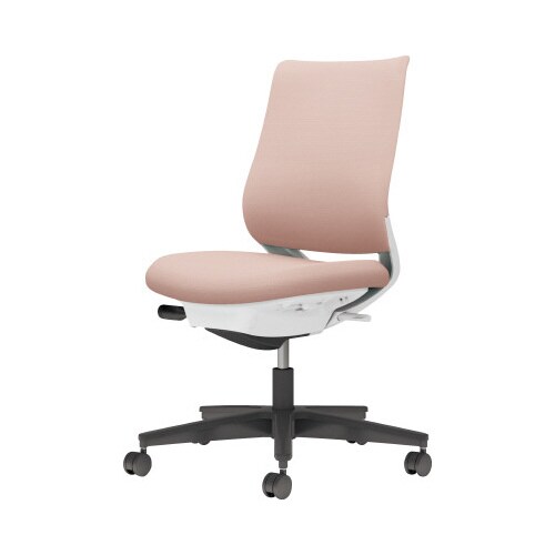 チェア ミトラ2黒脚ロー肘無F本体白桃色W