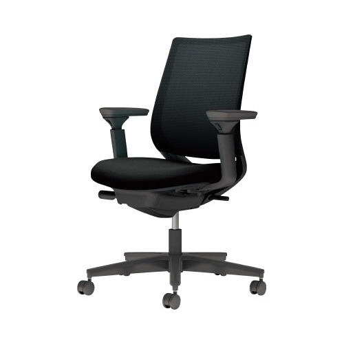 チェア ミトラ2黒脚ロー可動肘M本体黒黒W