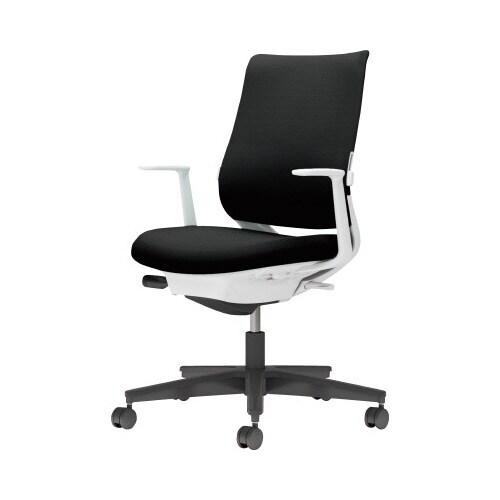 チェア ミトラ2黒脚ローL字肘RF本体白黒U