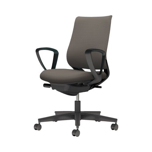 チェア ミトラ2黒脚ローサークル肘F本体黒灰色W