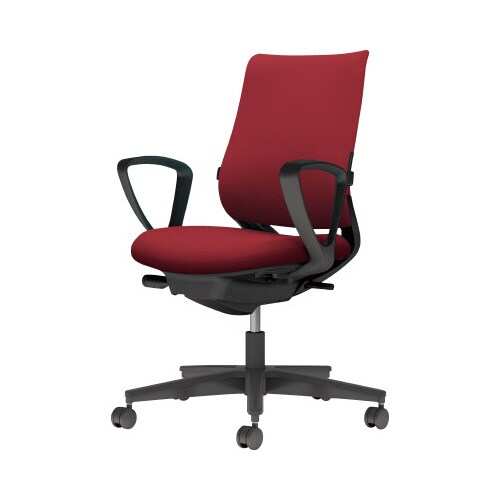 チェア ミトラ2黒脚ローサークル肘RF本体黒赤U