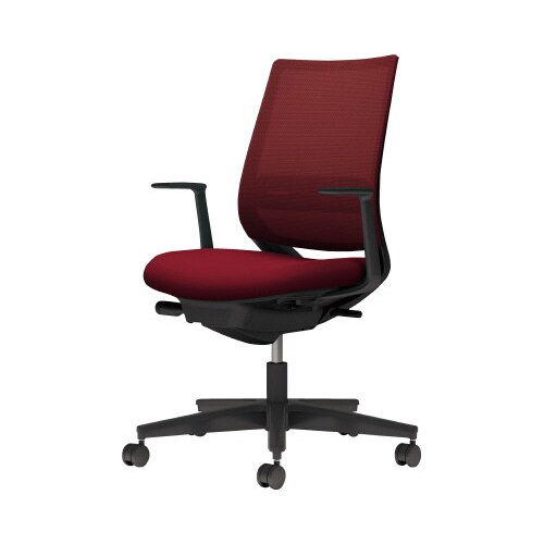 チェア ミトラ2黒脚ローL字肘RM本体黒赤W