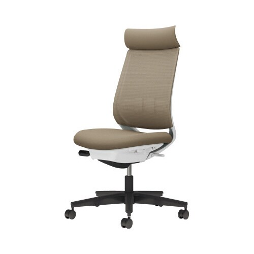 チェア ミトラ2黒脚ハイ肘無RM本体白茶色U
