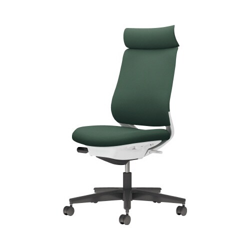 チェア ミトラ2黒脚ハイ肘無F本体白濃緑W