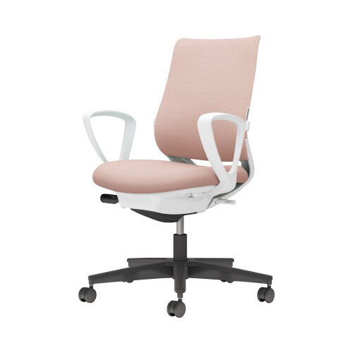 チェア ミトラ2黒脚ローサークル肘RF本体白桃色U