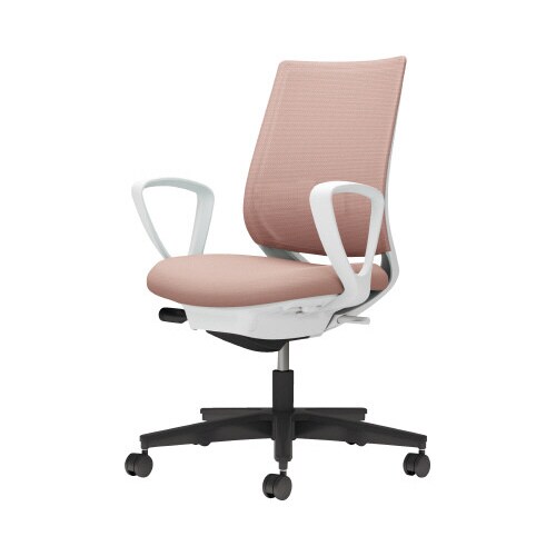 チェア ミトラ2黒脚ローサークル肘RM本体白桃色W