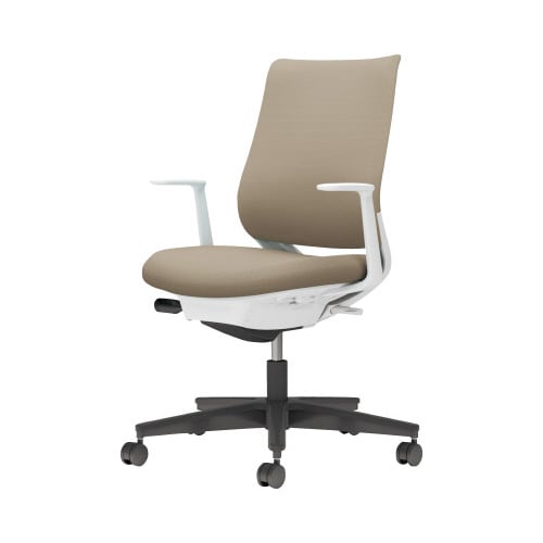 チェア ミトラ2黒脚ローL字肘F本体白茶色W