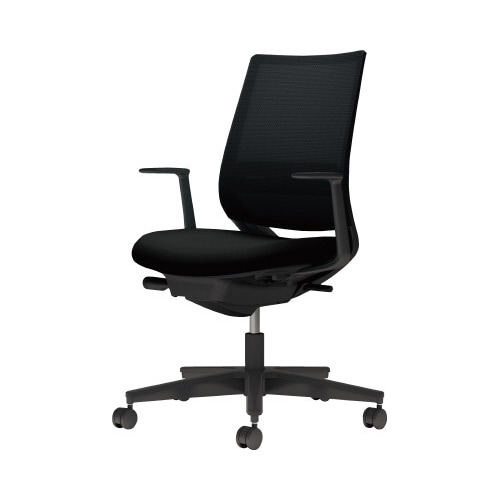 チェア ミトラ2黒脚ローL字肘RM本体黒黒W