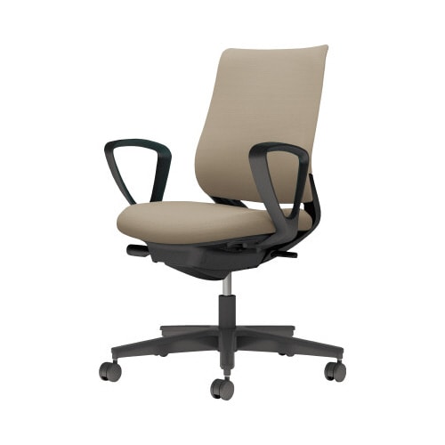 チェア ミトラ2黒脚ローサークル肘F本体黒茶色U