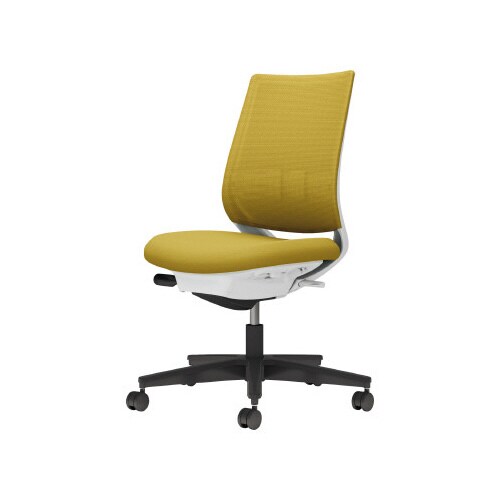 チェア ミトラ2黒脚ロー肘無RM本体白黄U