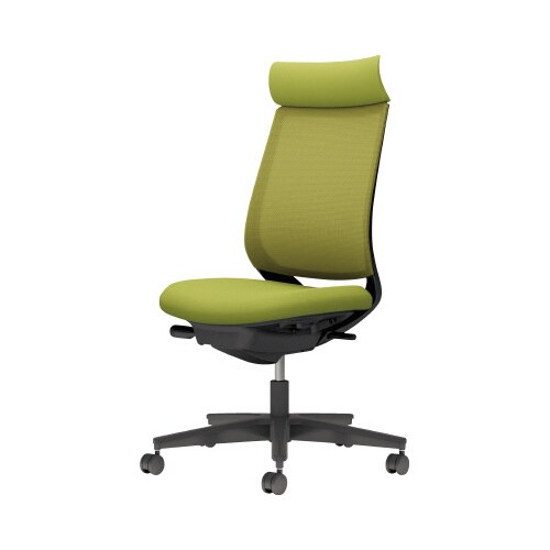チェア ミトラ2黒脚ハイ肘無M本体黒黄緑W