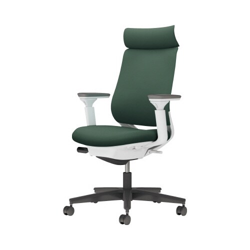 チェア ミトラ2黒脚ハイ可動肘F本体白濃緑U