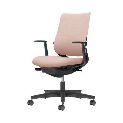 チェア ミトラ2黒脚ローL字肘RF本体黒桃色W