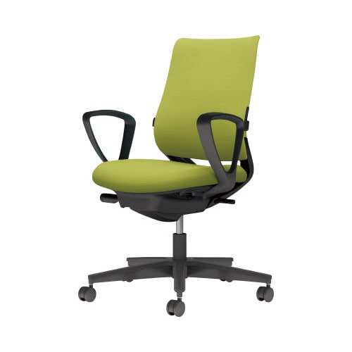 チェア ミトラ2黒脚ローサークル肘RF本体黒黄緑W